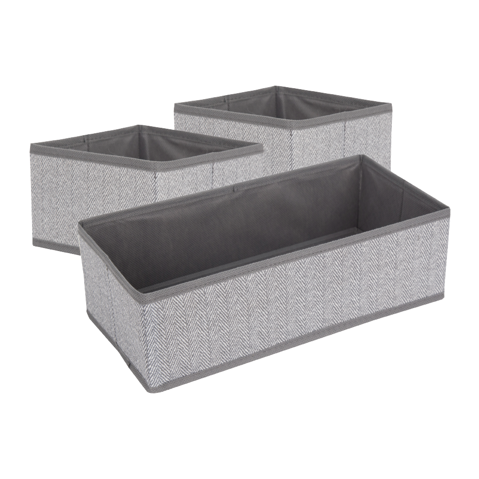 Space Logic Drawer Divider Set of 3 Grey Herringbone
