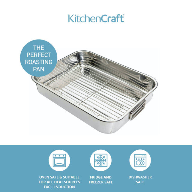 KitchenCraft Stainless Steel Roasting Pan, 43cm x 31cm