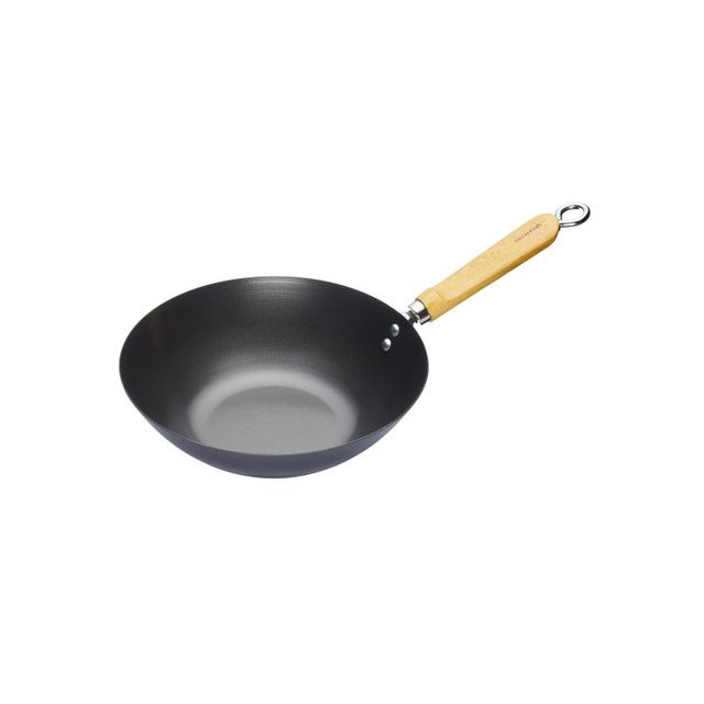 KitchenCraft Oriental Carbon Steel Non-Stick Wok 25cm