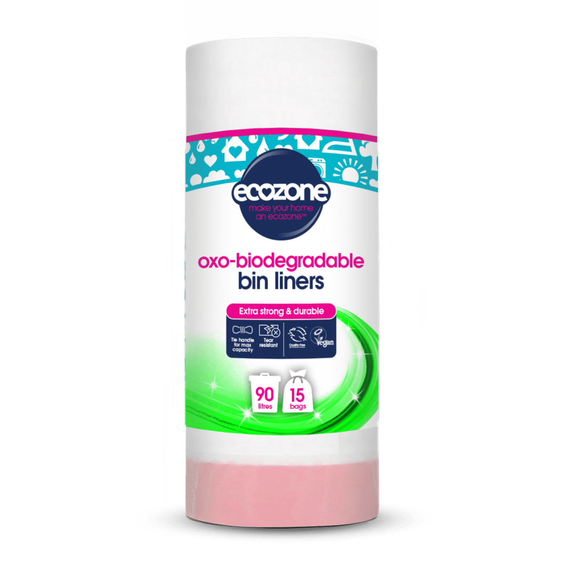 Ecozone Oxo-Biodegradable Bin Liners 90 Litres, 15 Bags