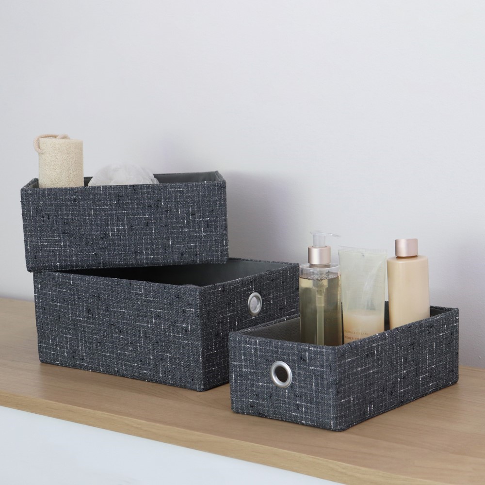 Shadow Rectangle Fabric Storage Baskets - Set of 3 - Image 8