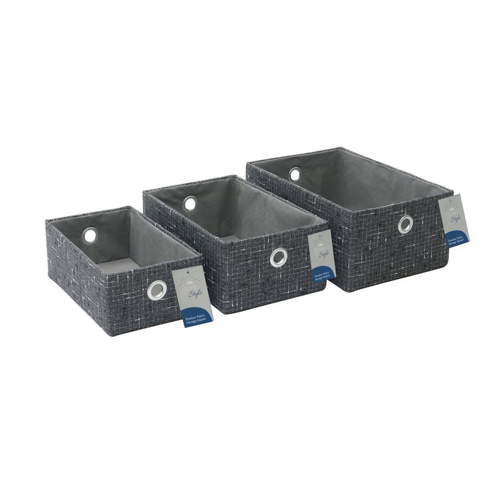 Shadow Rectangle Fabric Storage Baskets - Set of 3 - Image 9
