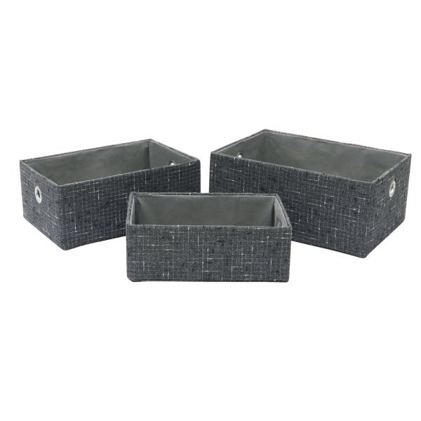 Shadow Rectangle Fabric Storage Baskets - Set of 3