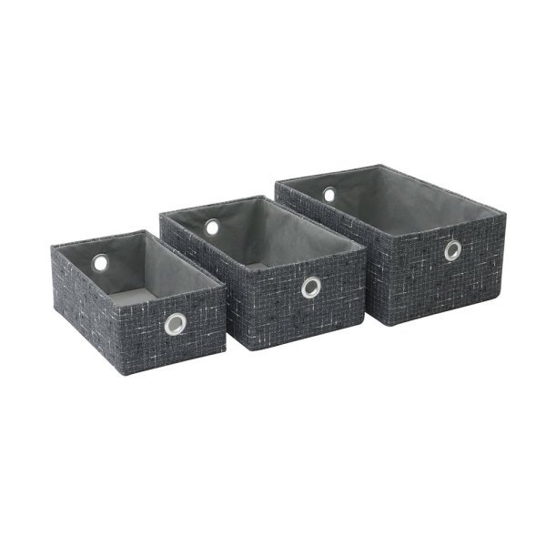 Shadow Rectangle Fabric Storage Baskets - Set of 3 - Image 3