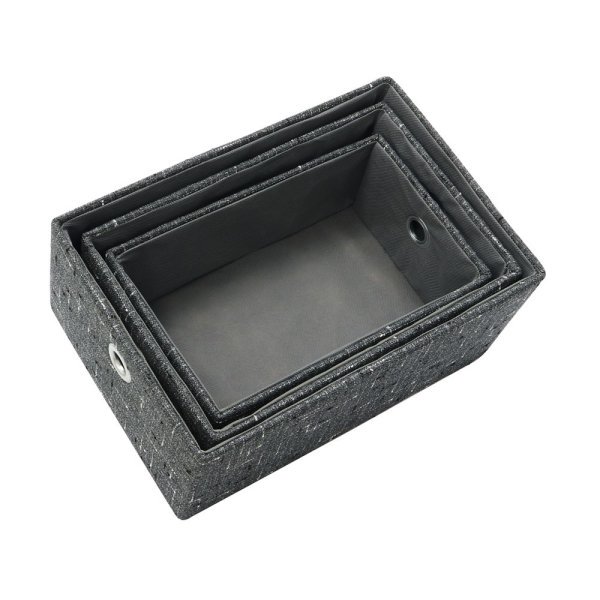 Shadow Rectangle Fabric Storage Baskets - Set of 3 - Image 6