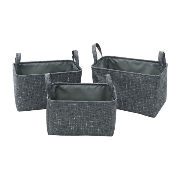 Shadow Rectangle Fabric Storage Baskets -Set of 3 with Handles