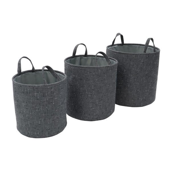 Shadow Round Fabric Storage Baskets -Set of 3 with Handles - Image 2