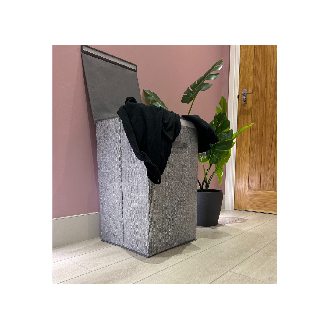 Space Logic Laundry Hamper Grey Herringbone - Image 5