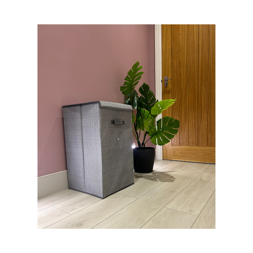 Space Logic Laundry Hamper Grey Herringbone - Image 3