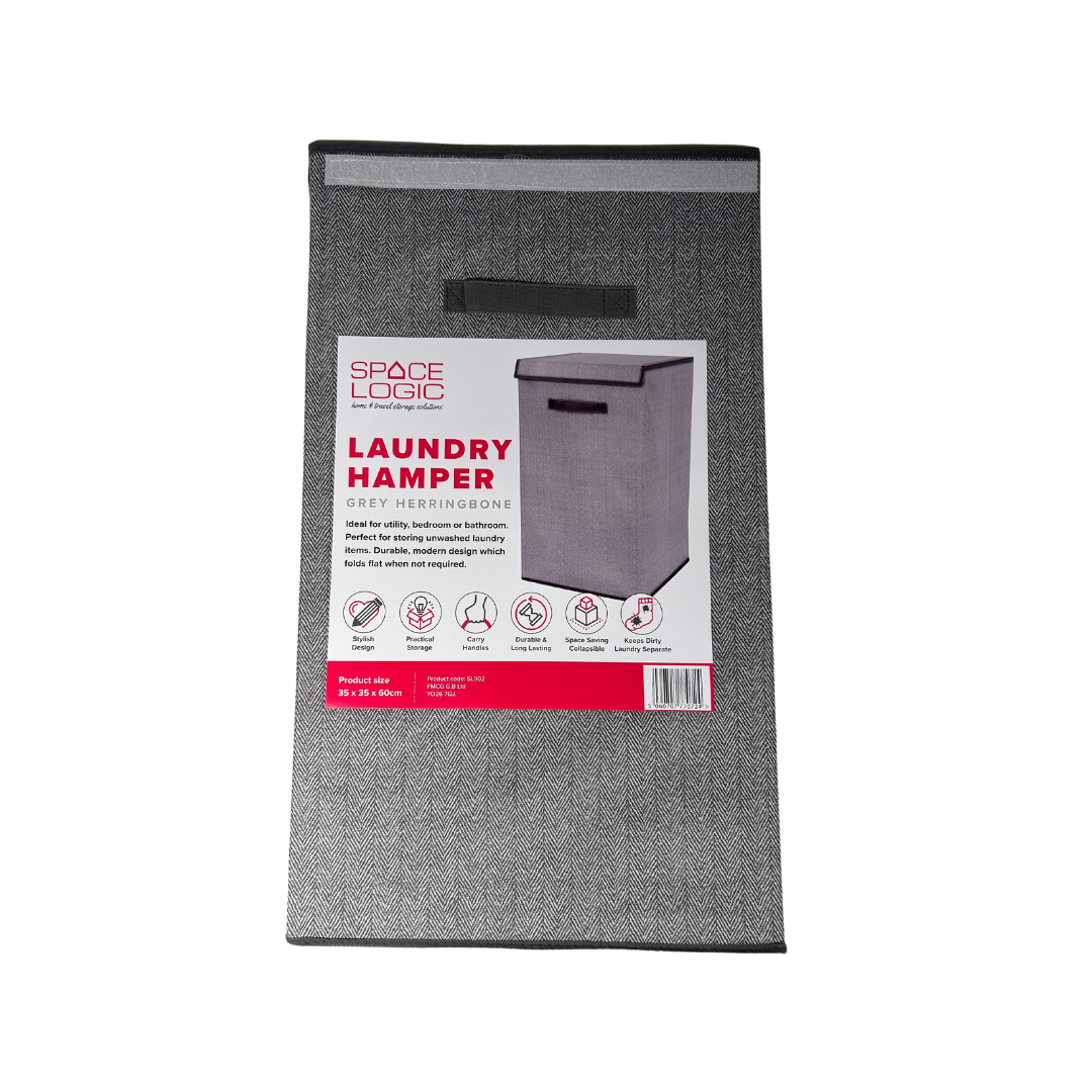 Space Logic Laundry Hamper Grey Herringbone - Image 2