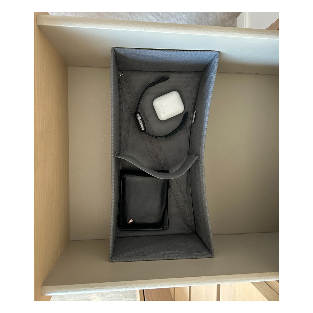 Space Logic Oblong Drawer Divider 2-Section Grey Herringbone - Image 4