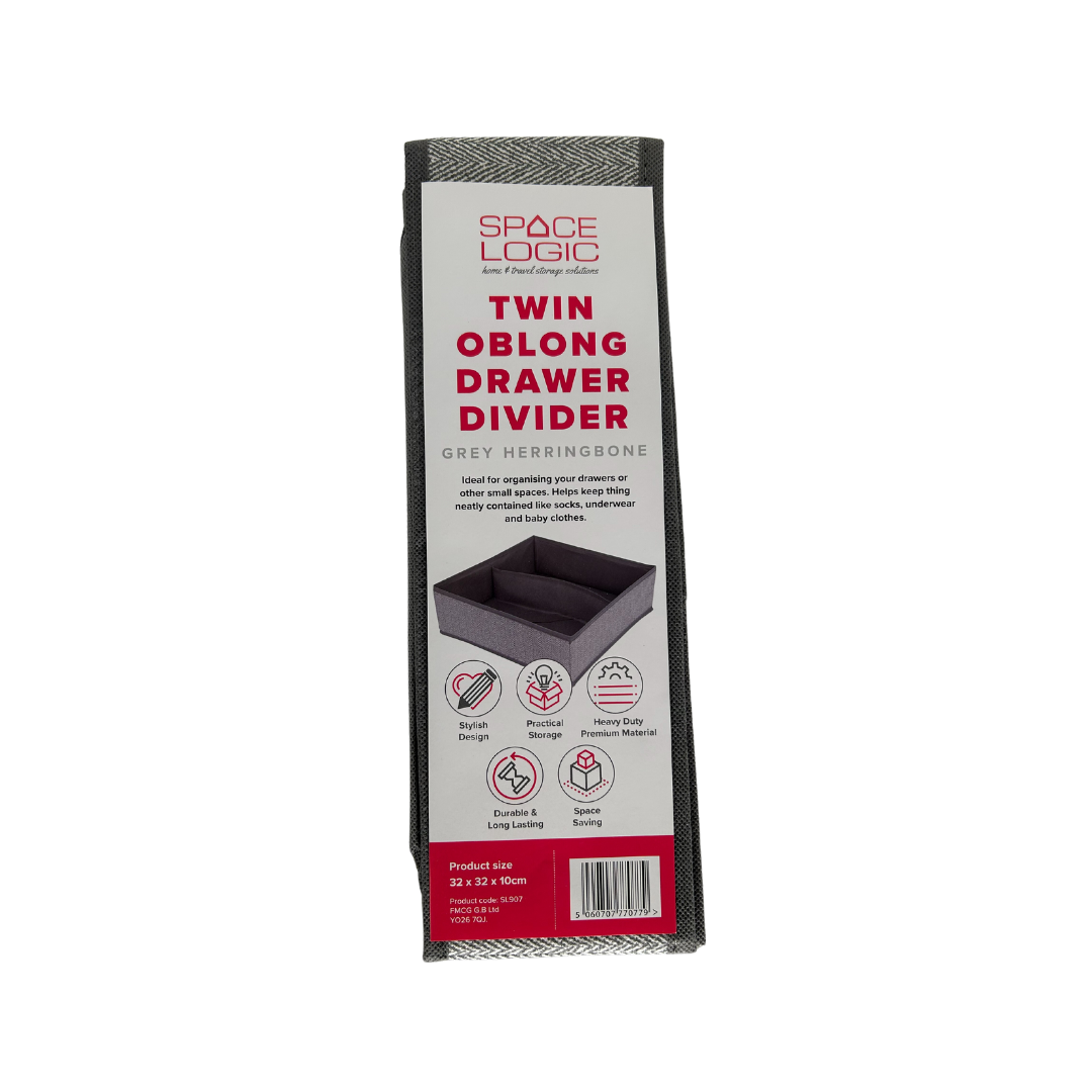 Space Logic Twin Oblong Drawer Divider Grey Herringbone - Image 2