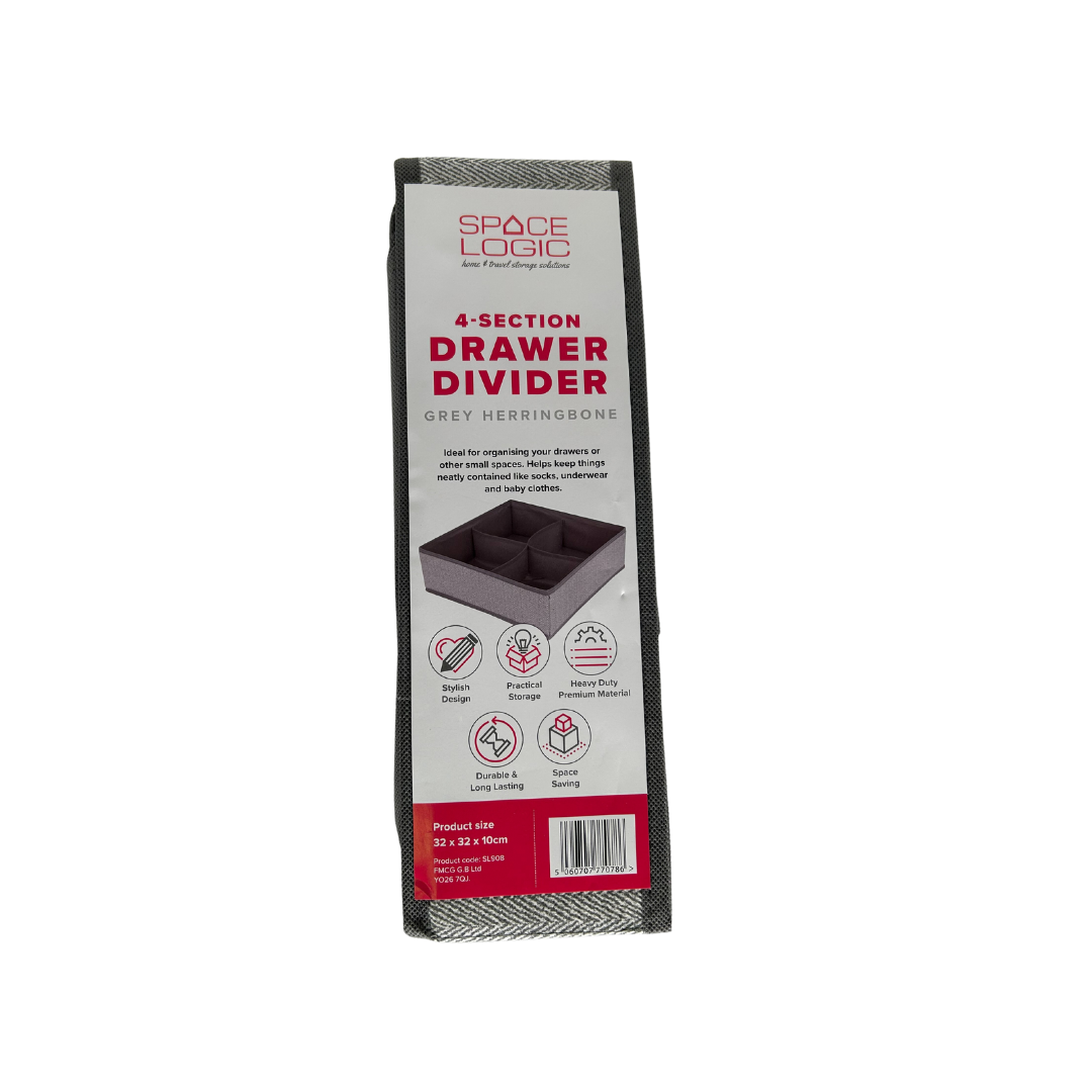 Space Logic 4-Section Drawer Divider Grey Herringbone - Image 2