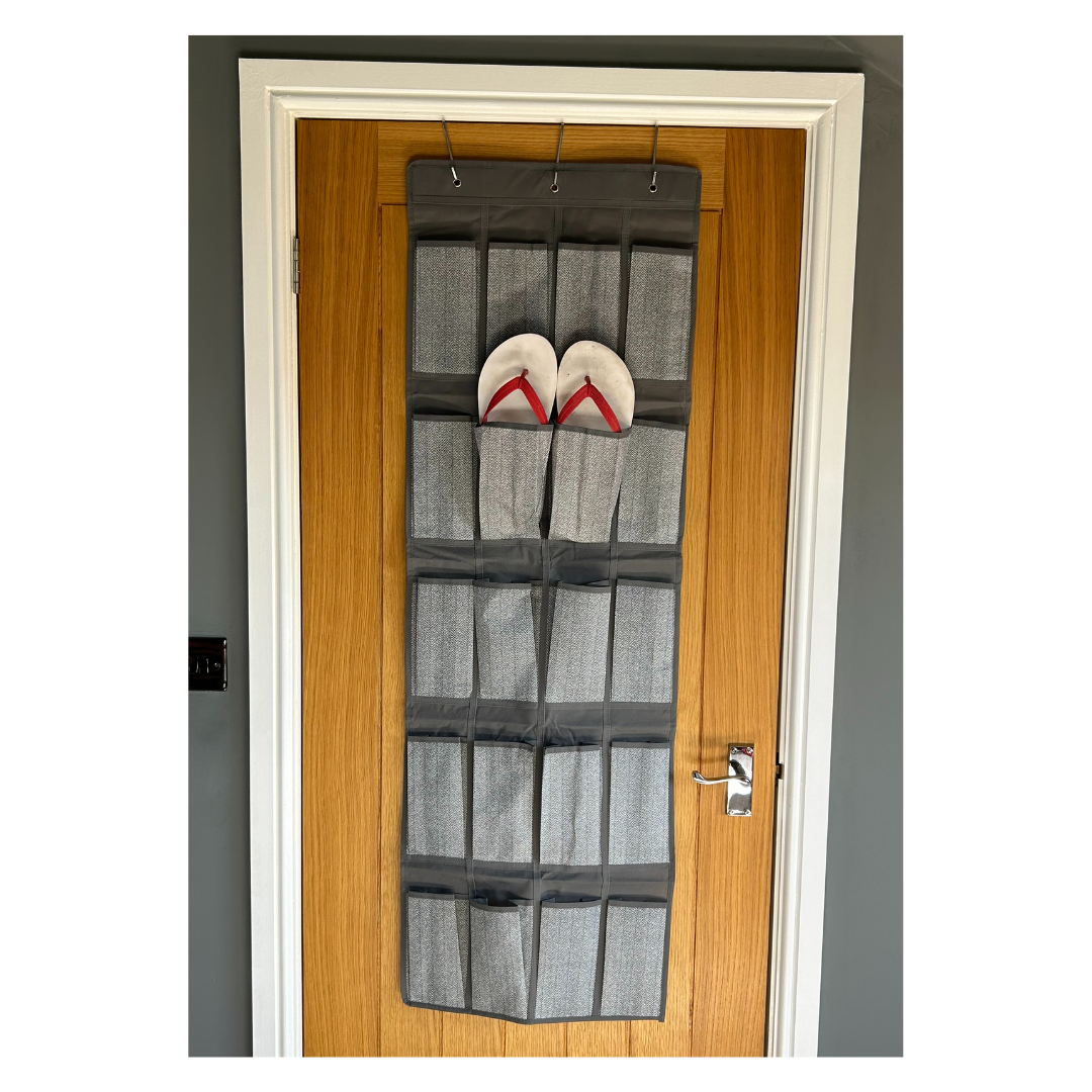Space Logic 20 Pocket Over Door Organiser Grey Herringbone - Image 4