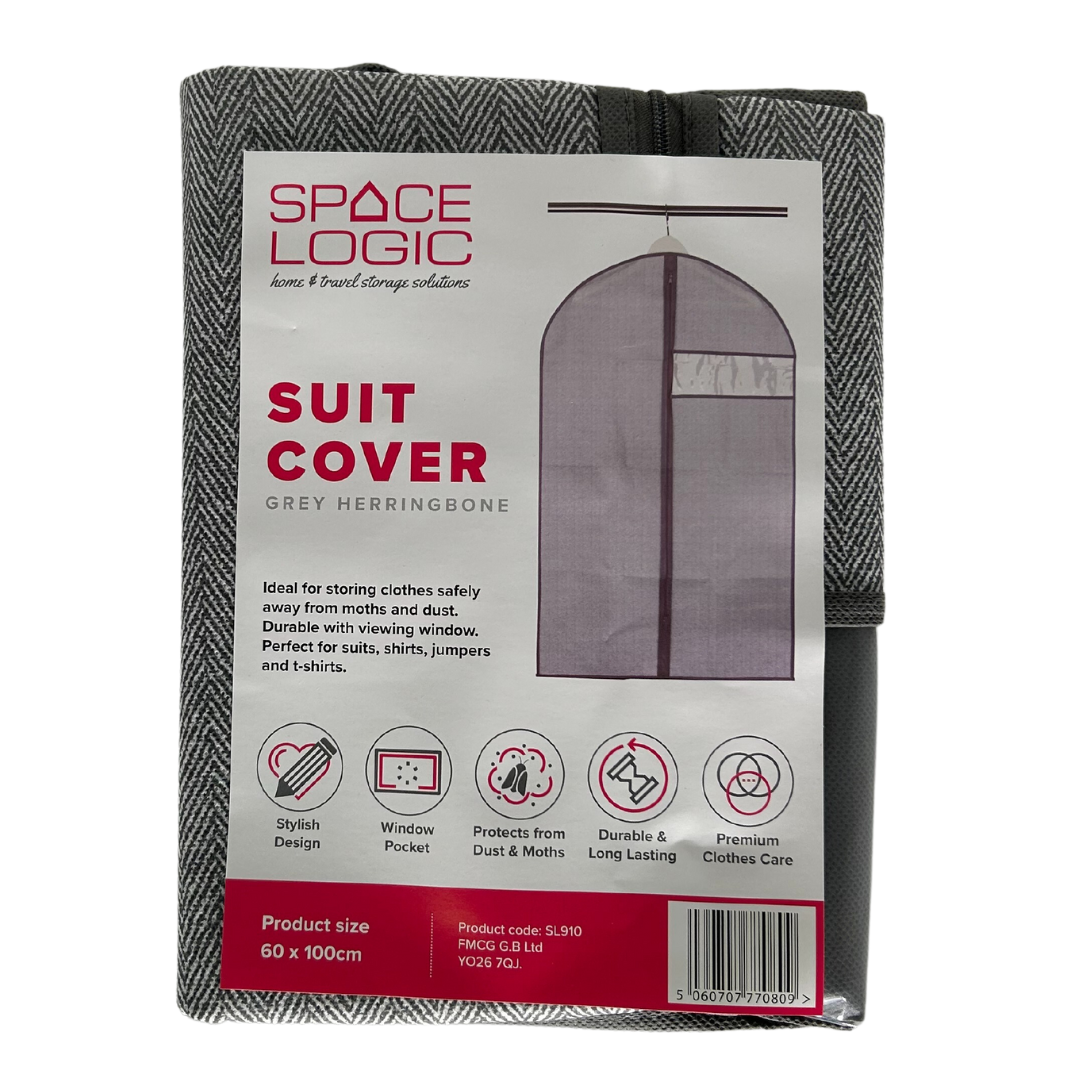 Space Logic Suit Cover Grey Herringbone - Image 2