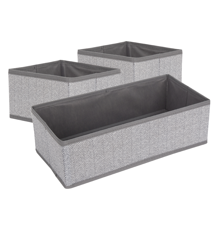 Space Logic Drawer Divider Set of 3 Grey Herringbone