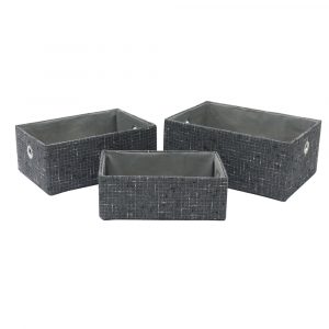 Shadow Rectangle Fabric Storage Baskets - Set of 3