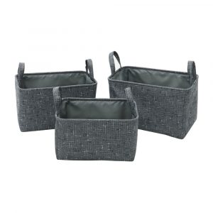 Shadow Rectangle Fabric Storage Baskets -Set of 3 with Handles
