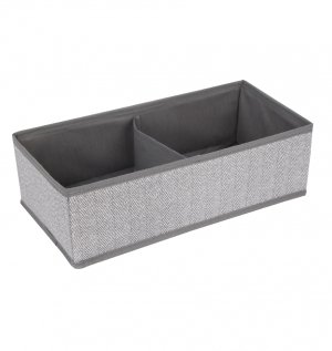Space Logic Oblong Drawer Divider 2-Section Grey Herringbone