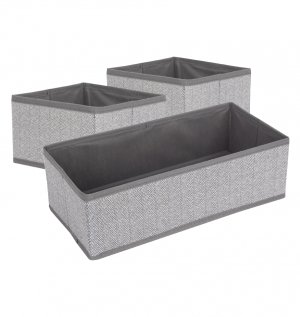 Space Logic Drawer Divider Set of 3 Grey Herringbone