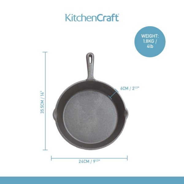 KitchenCraft Deluxe Cast Iron Grill Pan, 24cm - Image 10