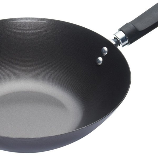 KitchenCraft Oriental Carbon Steel Non-Stick Wok, 26.5cm - Image 2