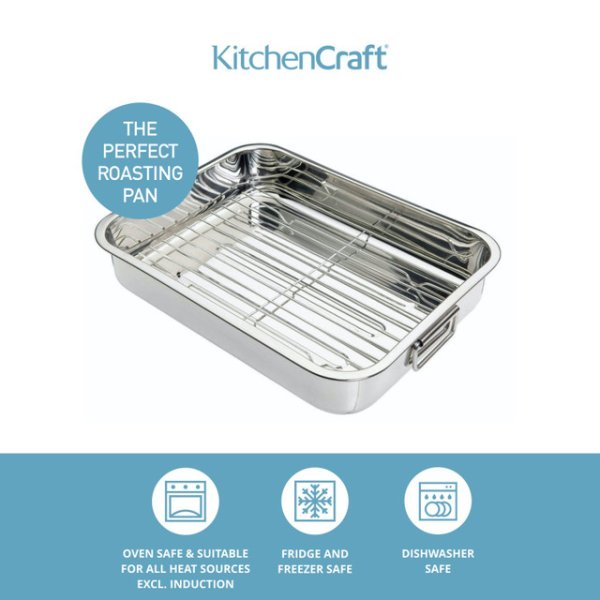 KitchenCraft Stainless Steel Roasting Pan, 38cm - Image 9