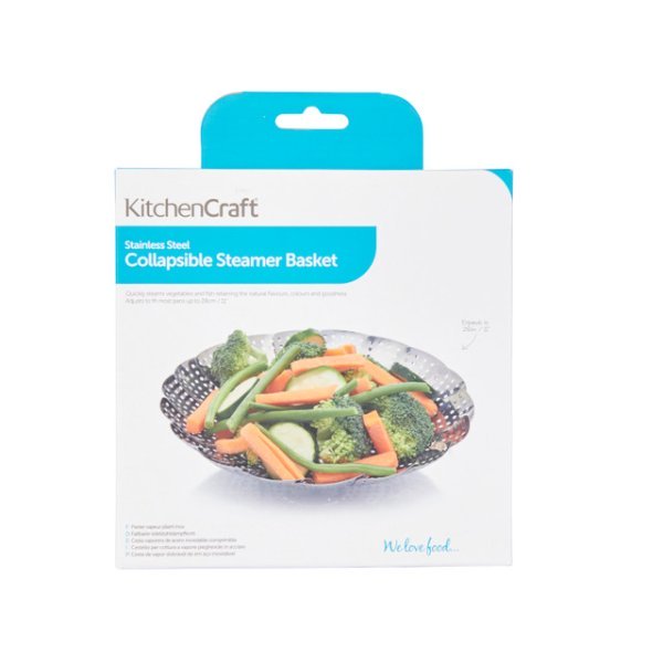 KitchenCraft Stainless Steel Collapsible Steaming Basket, 28cm