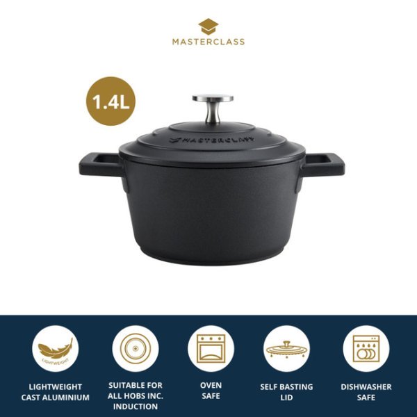 MasterClass Cast Aluminium Casserole Dish 1.4L Black - Image 4
