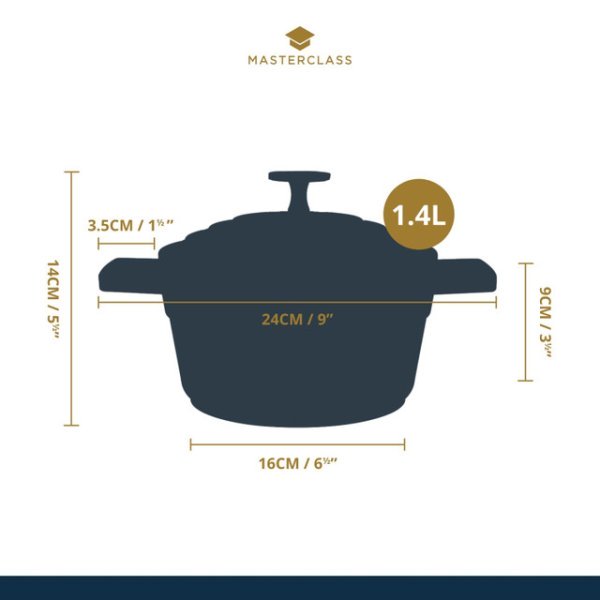 MasterClass Cast Aluminium Casserole Dish 1.4L Black - Image 5