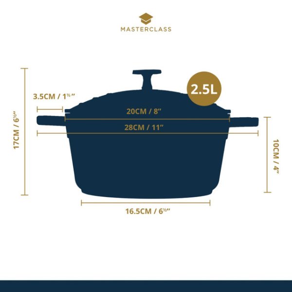 MasterClass Cast Aluminium Casserole Dish 2.5L Black - Image 12
