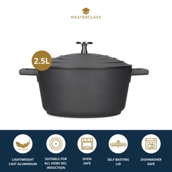 MasterClass Cast Aluminium Casserole Dish 2.5L Black - Image 13