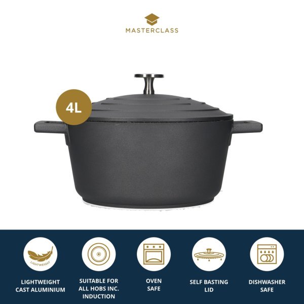 MasterClass Cast Aluminium Casserole Dish 4L Black - Image 10