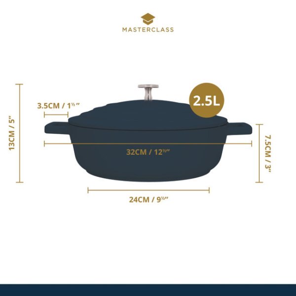 MasterClass Cast Aluminium Shallow Casserole Dish 2.5L Black - Image 7