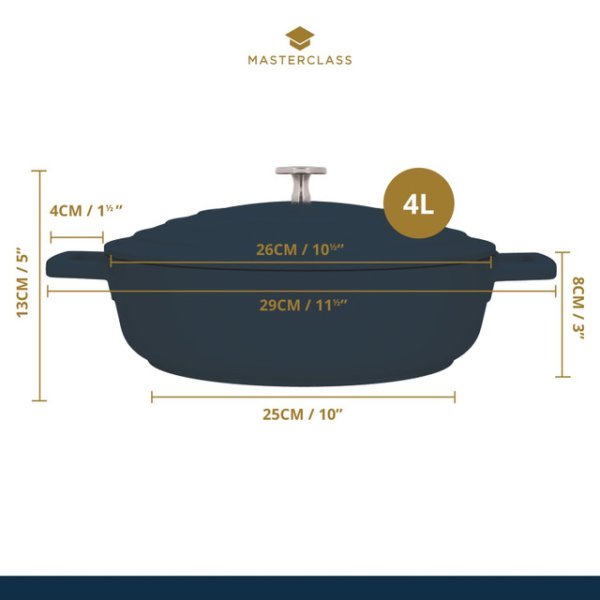 MasterClass Cast Aluminium Shallow Casserole Dish 4L Black - Image 11