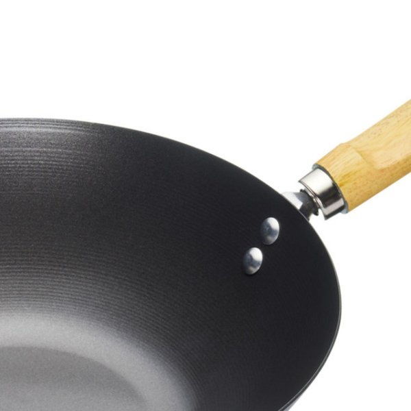 KitchenCraft Oriental Carbon Steel Non-Stick Wok 25cm - Image 2