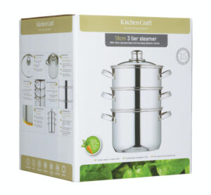 KitchenCraft Stainless Steel Three Tier Steamer 18cm