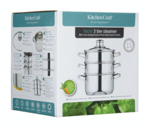 KitchenCraft Stainless Steel Three Tier Steamer 16cm