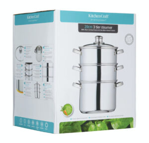 KitchenCraft Stainless Steel Three Tier Steamer 20cm