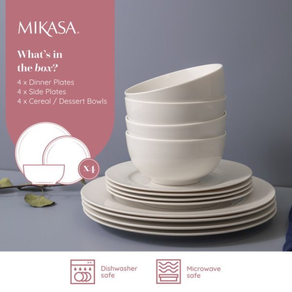 Mikasa Egret 12-Piece China Dinner Set, White - Image 5