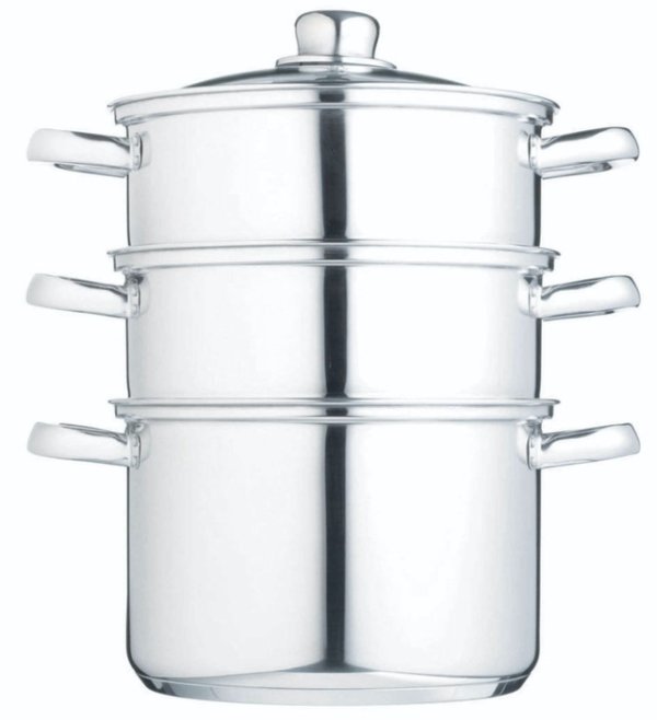 KitchenCraft Stainless Steel Three Tier Steamer 22cm - Image 2