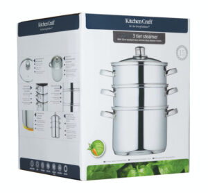 KitchenCraft Stainless Steel Three Tier Steamer 22cm