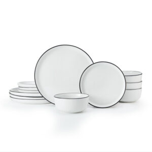 Mikasa Limestone 12 Piece Porcelain Dinner Set, White