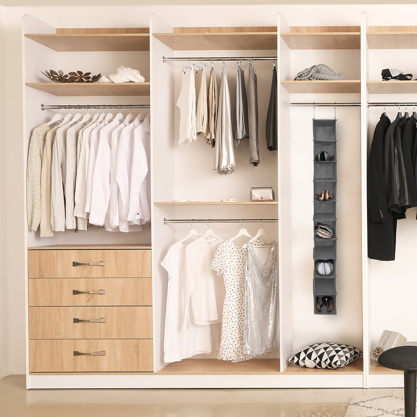 Space Logic 10-Pocket Hanging Organiser  Urban Grey - Image 4