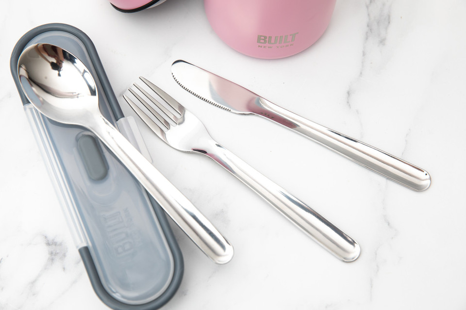 Built Travel Cutlery Set in Case, Spoon, Knife & Fork - Image 3