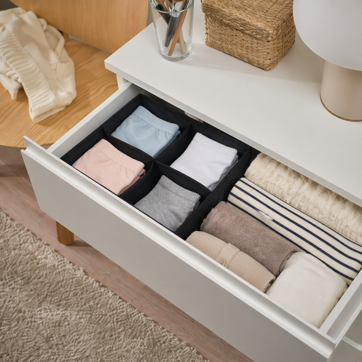 Space Logic Drawer & Closet Caddy Large 4 Section Midnight Black - Image 2